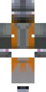 a battle-worn pilot in orange plating with scorch marks