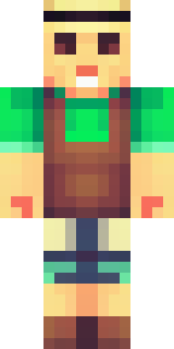 a farmer villager in a straw hat with a green apron