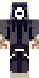 a necromancer in tattered black robes with a bone mask