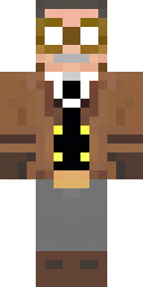 a steampunk inventor in a brown leather coat and brass goggles