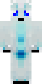 a snow fox spirit in white fur with blue markings