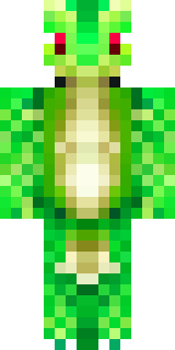 a dragon hybrid with green scales, horns and a spined tail