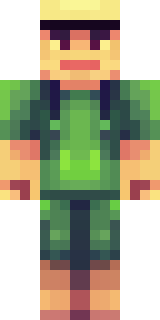 a farmer villager in a straw hat with a green apron