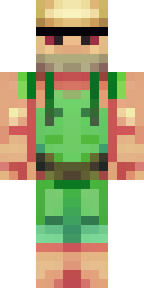 a farmer villager in a straw hat with a green apron
