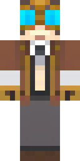 a steampunk inventor in a brown leather coat and brass goggles