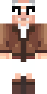 a friendly villager librarian in brown robes with glasses