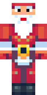 a jolly Santa in a red suit with a white beard and sack