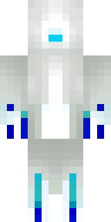 a snow fox spirit in white fur with blue markings