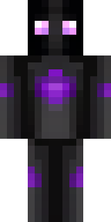 an enderman-inspired figure, tall and black with purple eyes