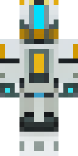 a mecha pilot in a white flight suit with a segmented helmet