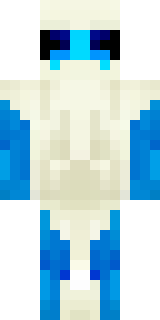 a snow fox spirit in white fur with blue markings