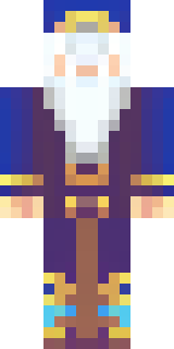 an old wizard in a starry midnight-blue robe and pointed hat