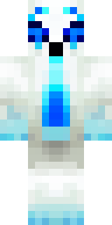 a snow fox spirit in white fur with blue markings
