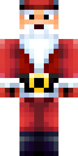 a jolly Santa in a red suit with a white beard and sack