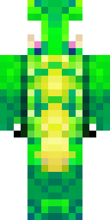 a dragon hybrid with green scales, horns and a spined tail