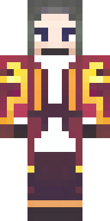 a fire mage in crimson robes with burning orange sleeves
