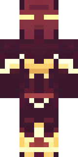 a nether hunter in crimson hide with glowing gold trim
