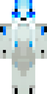a snow fox spirit in white fur with blue markings