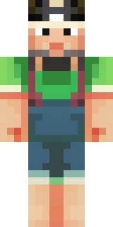 a farmer villager in a straw hat with a green apron