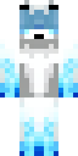 a snow fox spirit in white fur with blue markings