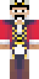 a pirate captain in a long red coat and tricorn hat