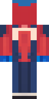 a masked hero in a sleek red and blue suit with a chest emblem