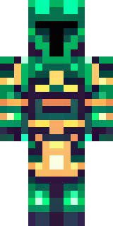 a knight in emerald armor holding a torch
