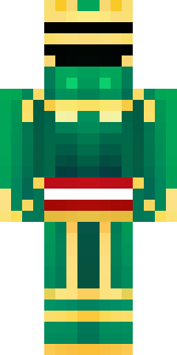 a jade samurai in green and gold ceremonial armor