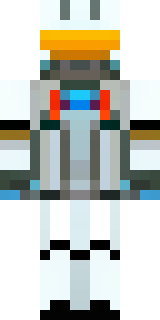 a mecha pilot in a white flight suit with a segmented helmet