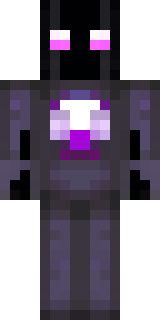 an enderman-inspired figure, tall and black with purple eyes