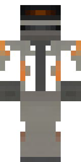 a battle-worn pilot in orange plating with scorch marks