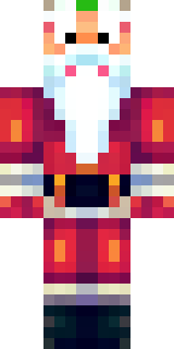 a jolly Santa in a red suit with a white beard and sack