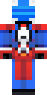 a masked hero in a sleek red and blue suit with a chest emblem