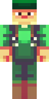 a farmer villager in a straw hat with a green apron