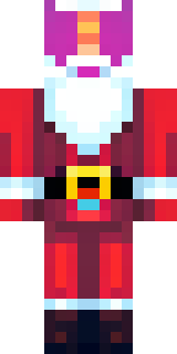 a jolly Santa in a red suit with a white beard and sack