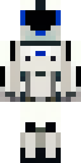 a mecha pilot in a white flight suit with a segmented helmet