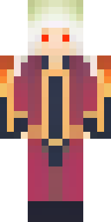 a fire mage in crimson robes with burning orange sleeves