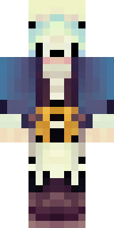 a ghostly pirate with pale skin and a tattered blue coat