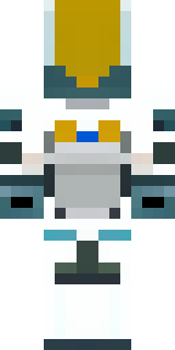 a mecha pilot in a white flight suit with a segmented helmet