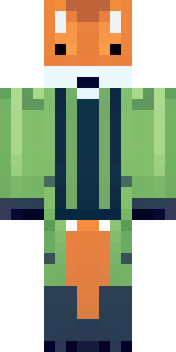 an anthropomorphic fox in a green explorer jacket