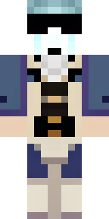a ghostly pirate with pale skin and a tattered blue coat