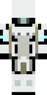 a mecha pilot in a white flight suit with a segmented helmet
