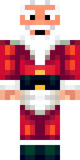 a jolly Santa in a red suit with a white beard and sack
