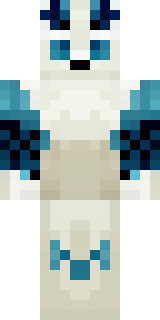 a snow fox spirit in white fur with blue markings