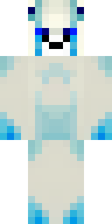 a snow fox spirit in white fur with blue markings
