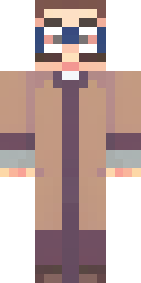 a friendly villager librarian in brown robes with glasses