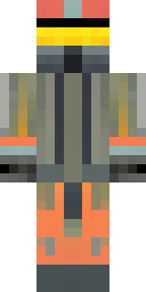 a battle-worn pilot in orange plating with scorch marks