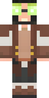 a steampunk inventor in a brown leather coat and brass goggles