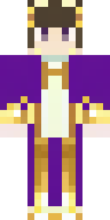 a young king in an ermine-trimmed purple cloak and gold crown