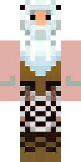 a frost viking in white furs and a horned helm